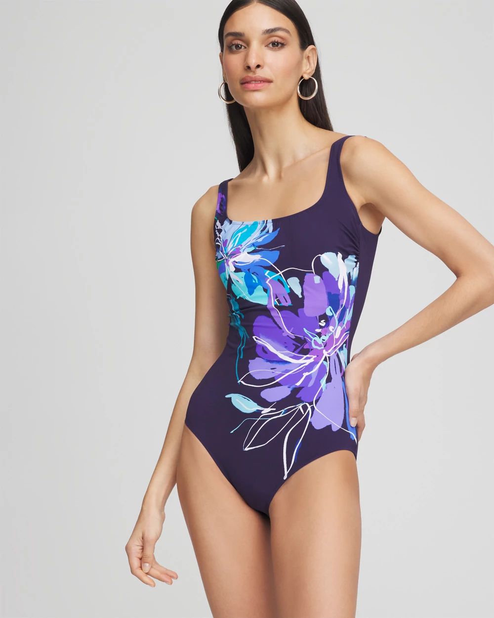 SINCE THEN ♥ Glow Boat Neck Long One Piece/追跡付 Gottex V-neck One Piece Swimsuit | Chico's